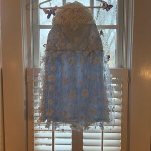 NWT Floral Blue Altar'd State Aurora Floral Mesh Babydoll Dress Size Medium